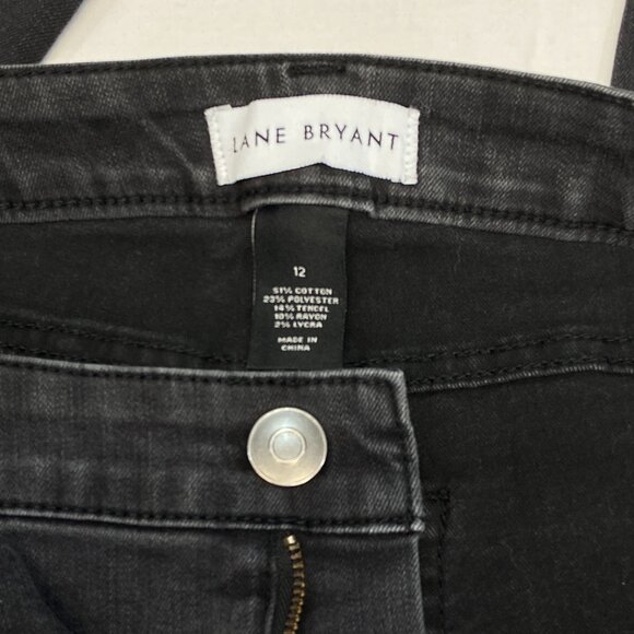 Lane Bryant High Rise Straight Leg Stretch Denim Jeans Black 12 - Picture 10 of 11